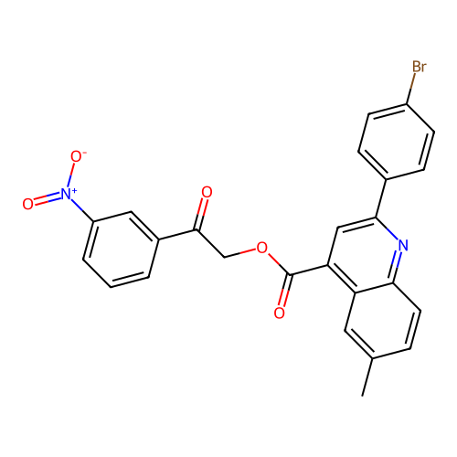 2-(3-Nitrophenyl)-2-oxoethyl 2-(4-bromophenyl)-6-methylquinoline-4-carboxylate structure