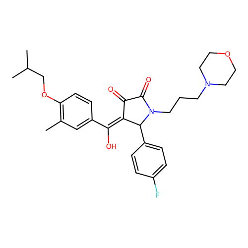 (4E)-5-(4-fluorophenyl)-4-[hydroxy-[3-methyl-4-(2-methylpropoxy)phenyl]methylidene]-1-(3-morpholin-4-ylpropyl)pyrrolidine-2,3-dione structure