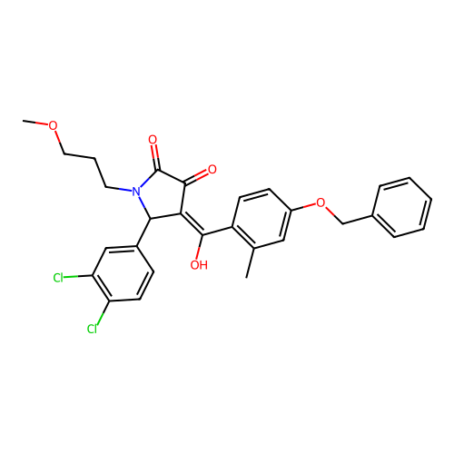 (4E)-4-{[4-(benzyloxy)-2-methylphenyl](hydroxy)methylidene}-5-(3,4-dichlorophenyl)-1-(3-methoxypropyl)pyrrolidine-2,3-dione structure
