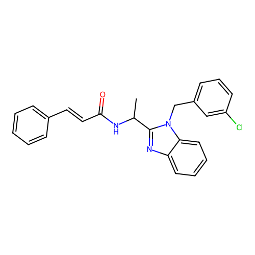 (2E)-N-{1-[1-(3-chlorobenzyl)-1H-benzimidazol-2-yl]ethyl}-3-phenylprop-2-enamide structure