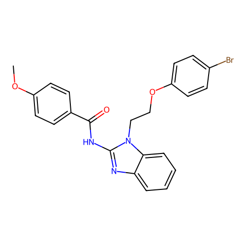 N-{1-[2-(4-bromophenoxy)ethyl]-1H-benzimidazol-2-yl}-4-methoxybenzamide structure