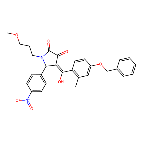 (4E)-4-[hydroxy-(2-methyl-4-phenylmethoxyphenyl)methylidene]-1-(3-methoxypropyl)-5-(4-nitrophenyl)pyrrolidine-2,3-dione structure