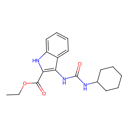 ethyl 3-[(cyclohexylcarbamoyl)amino]-1H-indole-2-carboxylate structure