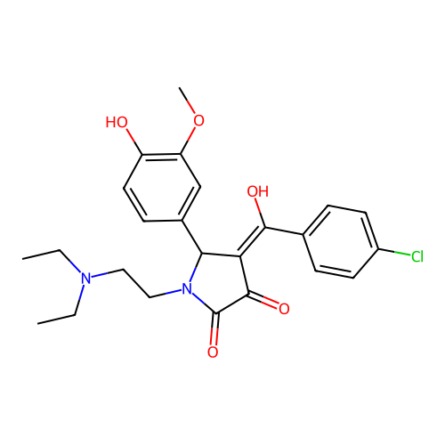 (4E)-4-[(4-chlorophenyl)-hydroxymethylidene]-1-(2-diethylaminoethyl)-5-(4-hydroxy-3-methoxyphenyl)pyrrolidine-2,3-dione structure