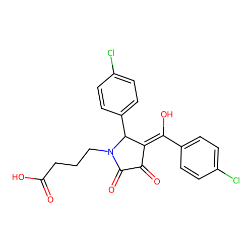 4-[(3E)-2-(4-chlorophenyl)-3-[(4-chlorophenyl)-hydroxymethylidene]-4,5-dioxopyrrolidin-1-yl]butanoic acid structure