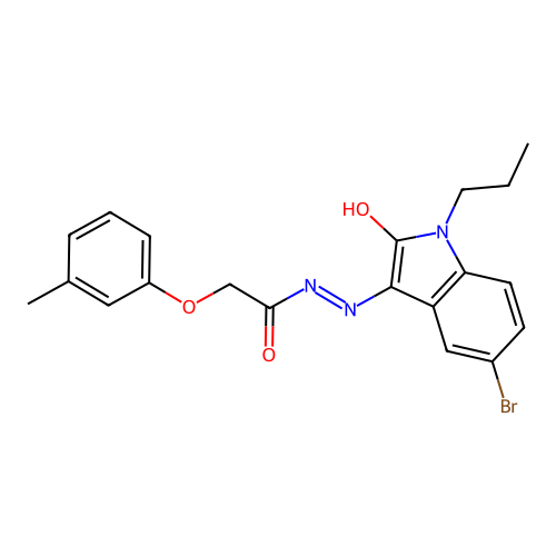 (Z)-N'-(5-bromo-2-oxo-1-propylindolin-3-ylidene)-2-(m-tolyloxy)acetohydrazide structure
