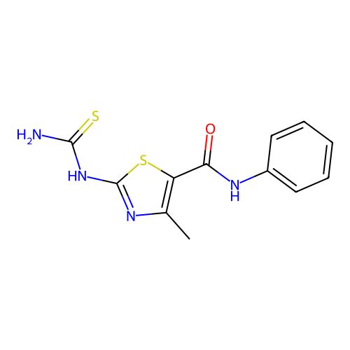 2-(carbamothioylamino)-4-methyl-N-phenyl-1,3-thiazole-5-carboxamide structure
