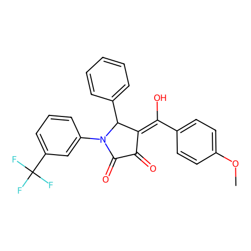 (4E)-4-[hydroxy(4-methoxyphenyl)methylidene]-5-phenyl-1-[3-(trifluoromethyl)phenyl]pyrrolidine-2,3-dione structure