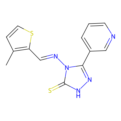 4-[(E)-(3-methylthiophen-2-yl)methylideneamino]-3-pyridin-3-yl-1H-1,2,4-triazole-5-thione structure