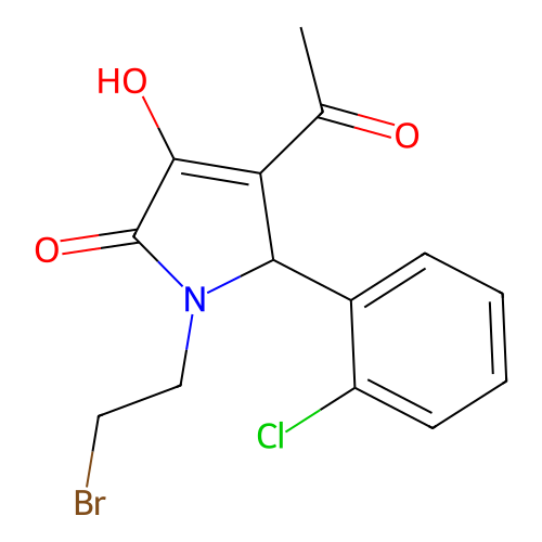 3-acetyl-1-(2-bromoethyl)-2-(2-chlorophenyl)-4-hydroxy-2H-pyrrol-5-one structure