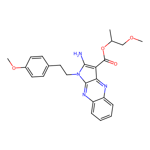 1-methoxypropan-2-yl 2-amino-1-(4-methoxyphenethyl)-1H-pyrrolo[2,3-b]quinoxaline-3-carboxylate structure