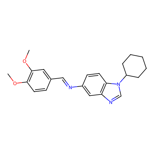 1-cyclohexyl-N-[(E)-(3,4-dimethoxyphenyl)methylidene]-1H-benzimidazol-5-amine structure