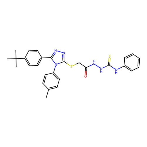 1-[[2-[[5-(4-tert-butylphenyl)-4-(4-methylphenyl)-1,2,4-triazol-3-yl]sulfanyl]acetyl]amino]-3-phenylthiourea structure