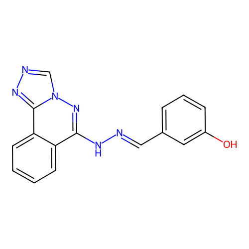 (E)-3-((2-([1,2,4]triazolo[3,4-a]phthalazin-6-yl)hydrazono)methyl)phenol structure