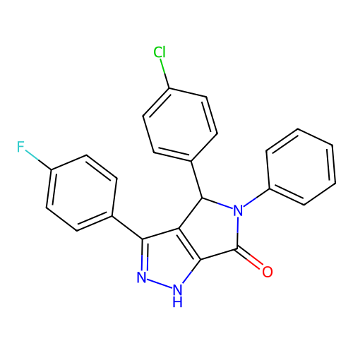 4-(4-chlorophenyl)-3-(4-fluorophenyl)-5-phenyl-4,5-dihydropyrrolo[3,4-c]pyrazol-6(1H)-one structure