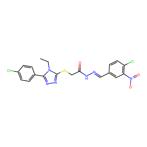 N'-[(E)-(4-chloro-3-nitrophenyl)methylidene]-2-{[5-(4-chlorophenyl)-4-ethyl-4H-1,2,4-triazol-3-yl]sulfanyl}acetohydrazide structure