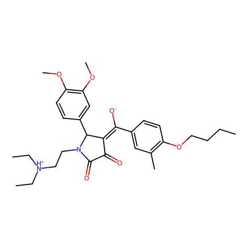 (E)-(4-butoxy-3-methylphenyl)-[1-[2-(diethylazaniumyl)ethyl]-2-(3,4-dimethoxyphenyl)-4,5-dioxopyrrolidin-3-ylidene]methanolate structure
