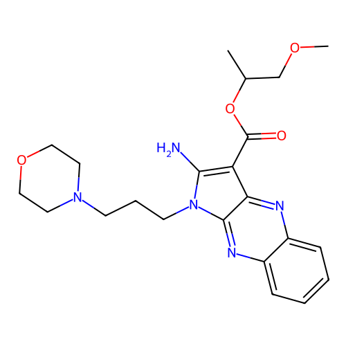 1-methoxypropan-2-yl 2-amino-1-(3-morpholinopropyl)-1H-pyrrolo[2,3-b]quinoxaline-3-carboxylate structure