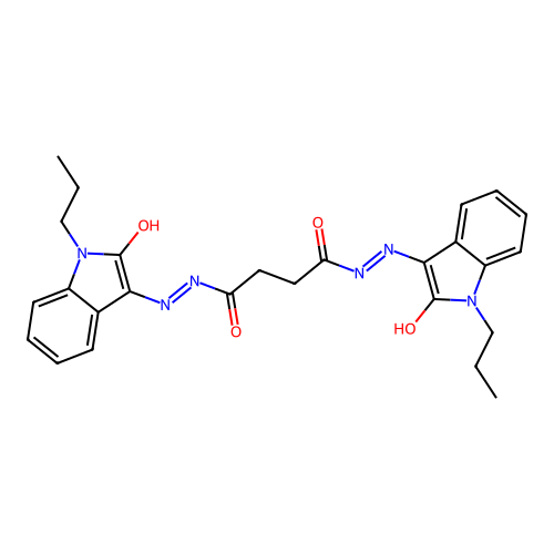 (N'1E,N'4E)-N'1,N'4-bis(2-oxo-1-propylindolin-3-ylidene)succinohydrazide structure