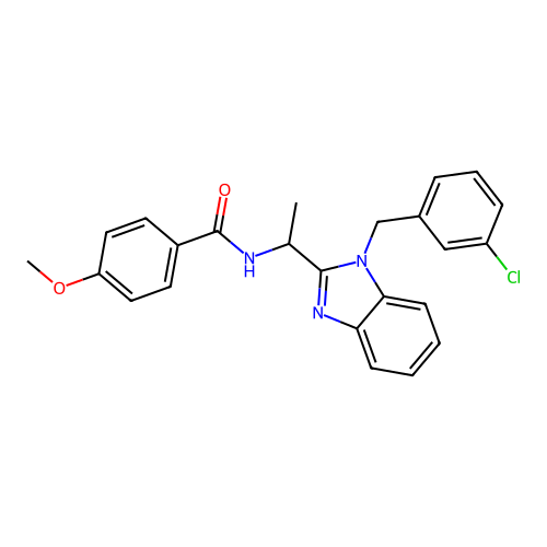 N-{1-[1-(3-chlorobenzyl)-1H-benzimidazol-2-yl]ethyl}-4-methoxybenzamide structure