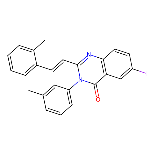 6-iodo-3-(3-methylphenyl)-2-[(E)-2-(2-methylphenyl)ethenyl]quinazolin-4(3H)-one structure