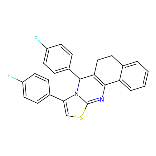 7,9-bis(4-fluorophenyl)-6,7-dihydro-5H-benzo[h]thiazolo[2,3-b]quinazoline structure
