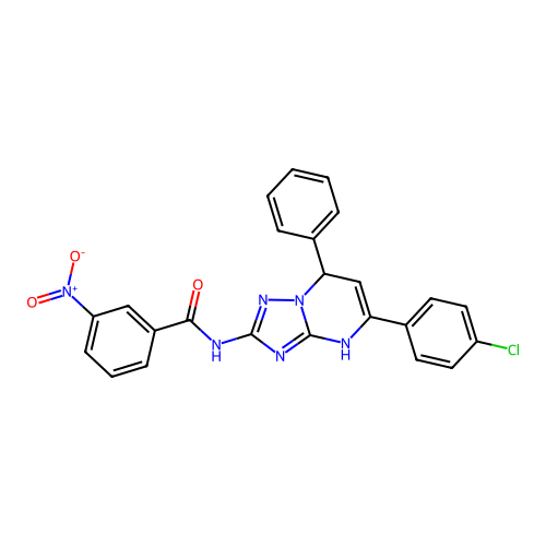 N-(5-(4-chlorophenyl)-7-phenyl-4,7-dihydro-[1,2,4]triazolo[1,5-a]pyrimidin-2-yl)-3-nitrobenzamide structure