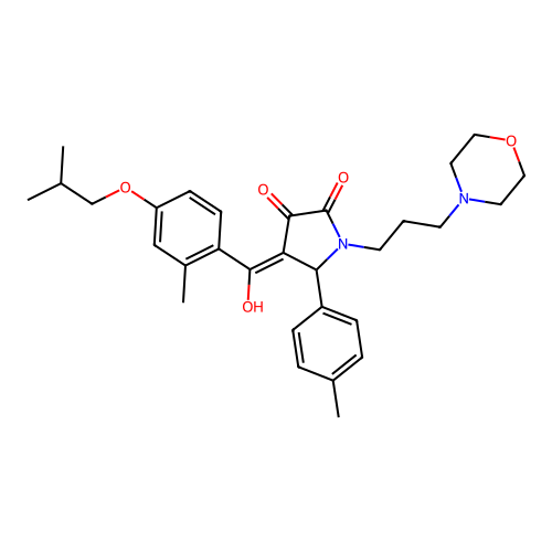 (4E)-4-[hydroxy-[2-methyl-4-(2-methylpropoxy)phenyl]methylidene]-5-(4-methylphenyl)-1-(3-morpholin-4-ylpropyl)pyrrolidine-2,3-dione structure