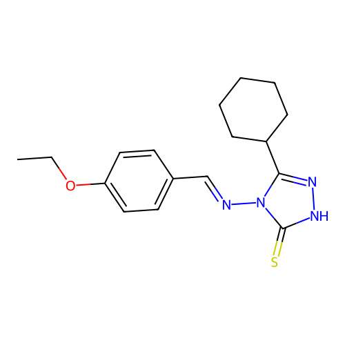 3-cyclohexyl-4-[(E)-(4-ethoxyphenyl)methylideneamino]-1H-1,2,4-triazole-5-thione structure