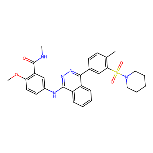 2-methoxy-N-methyl-5-((4-(4-methyl-3-(piperidin-1-ylsulfonyl)phenyl)phthalazin-1-yl)amino)benzamide structure