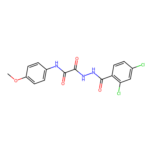 2-(2-(2,4-dichlorobenzoyl)hydrazinyl)-N-(4-methoxyphenyl)-2-oxoacetamide structure