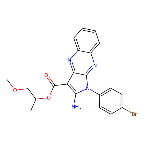 1-methoxypropan-2-yl 2-amino-1-(4-bromophenyl)-1H-pyrrolo[2,3-b]quinoxaline-3-carboxylate structure