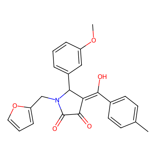 (4E)-1-(furan-2-ylmethyl)-4-[hydroxy(4-methylphenyl)methylidene]-5-(3-methoxyphenyl)pyrrolidine-2,3-dione structure