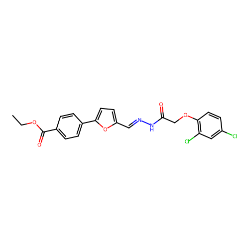 ethyl 4-{5-[(E)-{2-[(2,4-dichlorophenoxy)acetyl]hydrazinylidene}methyl]furan-2-yl}benzoate structure