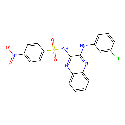 N-(3-((3-chlorophenyl)amino)quinoxalin-2-yl)-4-nitrobenzenesulfonamide structure