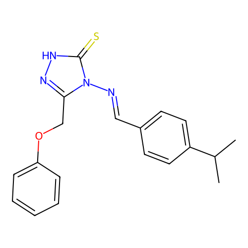 3-(phenoxymethyl)-4-[(E)-(4-propan-2-ylphenyl)methylideneamino]-1H-1,2,4-triazole-5-thione structure