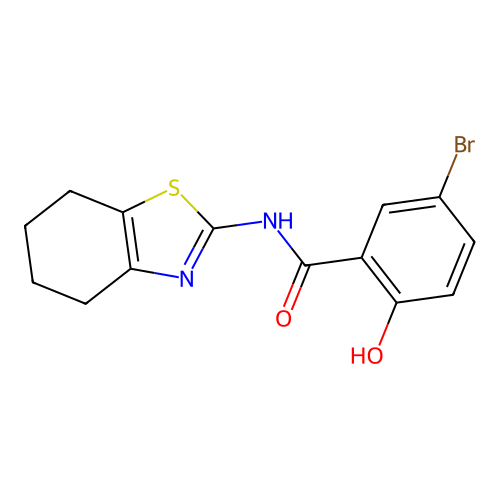 5-bromo-2-hydroxy-N-(4,5,6,7-tetrahydro-1,3-benzothiazol-2-yl)benzamide structure