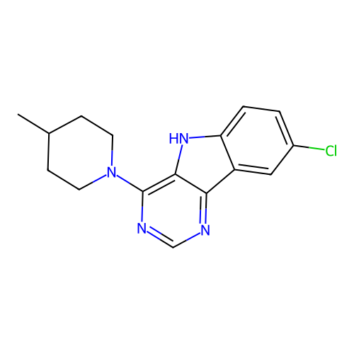 8-chloro-4-(4-methylpiperidin-1-yl)-5H-pyrimido[5,4-b]indole structure