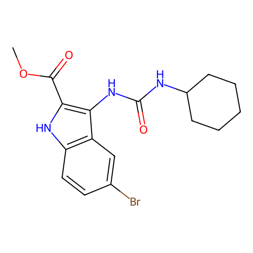 methyl 5-bromo-3-[(cyclohexylcarbamoyl)amino]-1H-indole-2-carboxylate structure