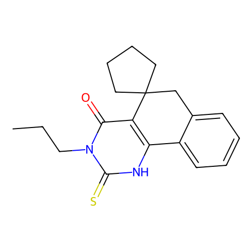 3-propyl-2-thioxo-2,3-dihydro-1H-spiro[benzo[h]quinazoline-5,1'-cyclopentan]-4(6H)-one structure