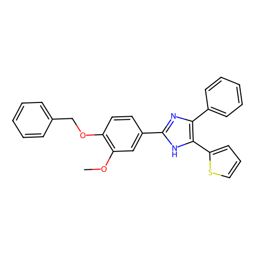 2-[4-(benzyloxy)-3-methoxyphenyl]-4-phenyl-5-(thiophen-2-yl)-1H-imidazole structure