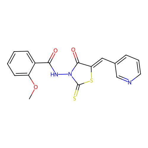 (Z)-2-methoxy-N-(4-oxo-5-(pyridin-3-ylmethylene)-2-thioxothiazolidin-3-yl)benzamide structure