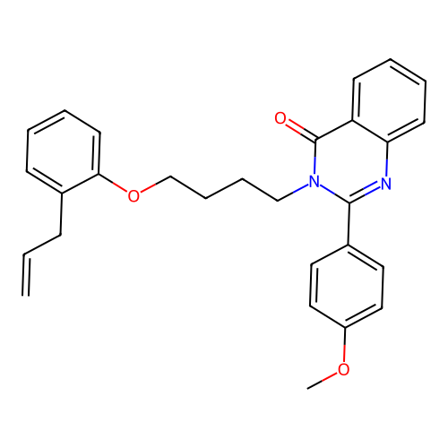 2-(4-methoxyphenyl)-3-{4-[2-(prop-2-en-1-yl)phenoxy]butyl}quinazolin-4(3H)-one structure
