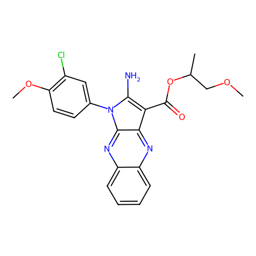1-methoxypropan-2-yl 2-amino-1-(3-chloro-4-methoxyphenyl)-1H-pyrrolo[2,3-b]quinoxaline-3-carboxylate structure