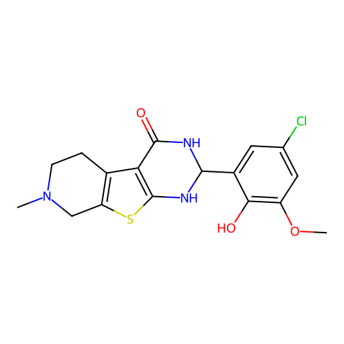 2-(5-chloro-2-hydroxy-3-methoxyphenyl)-7-methyl-1,2,5,6,7,8-hexahydropyrido[4',3':4,5]thieno[2,3-d]pyrimidin-4-ol structure