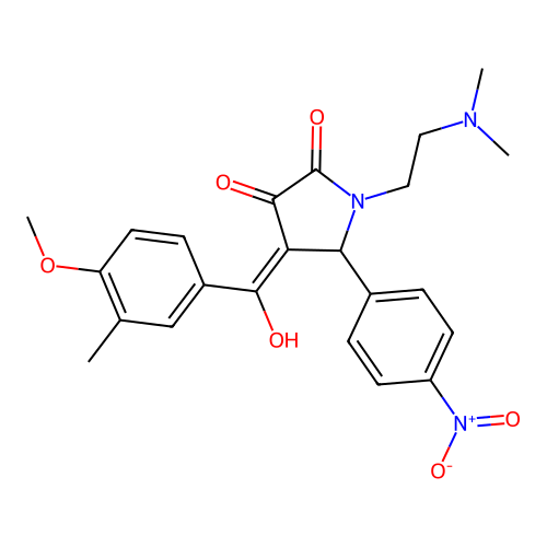 (4E)-1-(2-dimethylaminoethyl)-4-[hydroxy-(4-methoxy-3-methylphenyl)methylidene]-5-(4-nitrophenyl)pyrrolidine-2,3-dione structure
