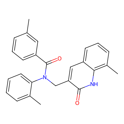3-methyl-N-[(8-methyl-2-oxo-1H-quinolin-3-yl)methyl]-N-(2-methylphenyl)benzamide structure