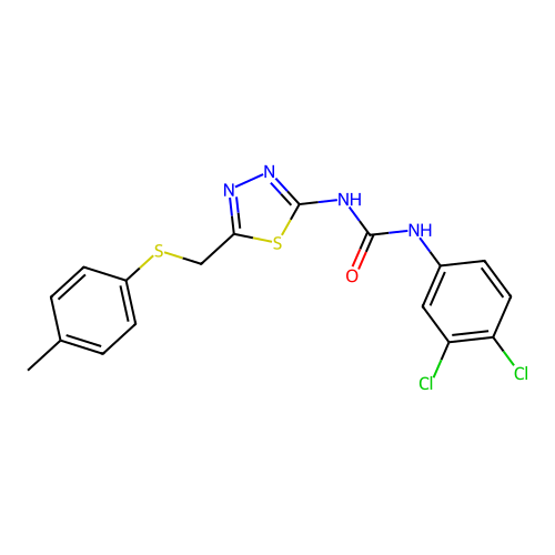 1-(3,4-dichlorophenyl)-3-[5-[(4-methylphenyl)sulfanylmethyl]-1,3,4-thiadiazol-2-yl]urea structure