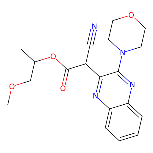 1-Methoxypropan-2-yl cyano[3-(morpholin-4-yl)quinoxalin-2-yl]acetate structure