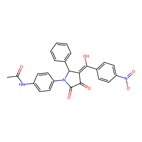 N-(4-(3-hydroxy-4-(4-nitrobenzoyl)-2-oxo-5-phenyl-2,5-dihydro-1H-pyrrol-1-yl)phenyl)acetamide structure